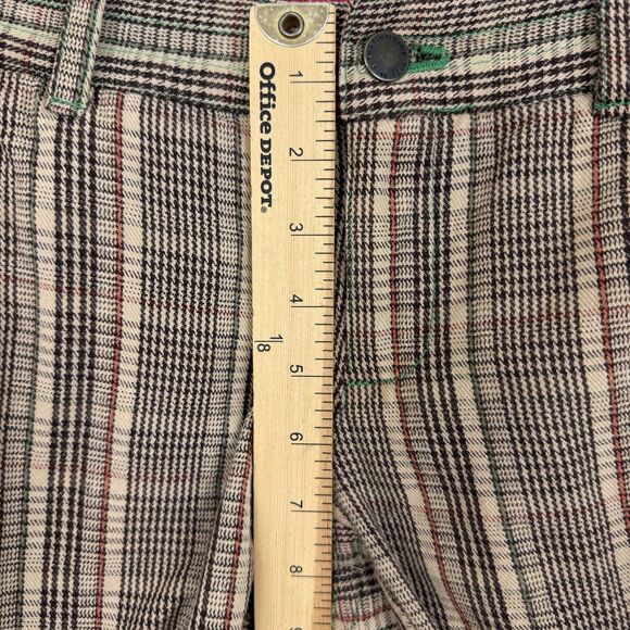 Two Ten Ten Five BIYA Johnny Was Plaid Embroidered Pants Sz 4 Low Rise Brown - Picture 9 of 11